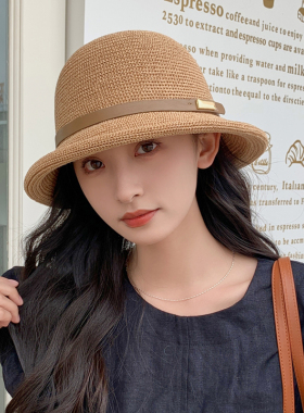 亚麻透气户外赫本风女夏季礼帽