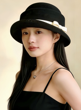 夏季法式镂空遮阳显脸小礼帽女