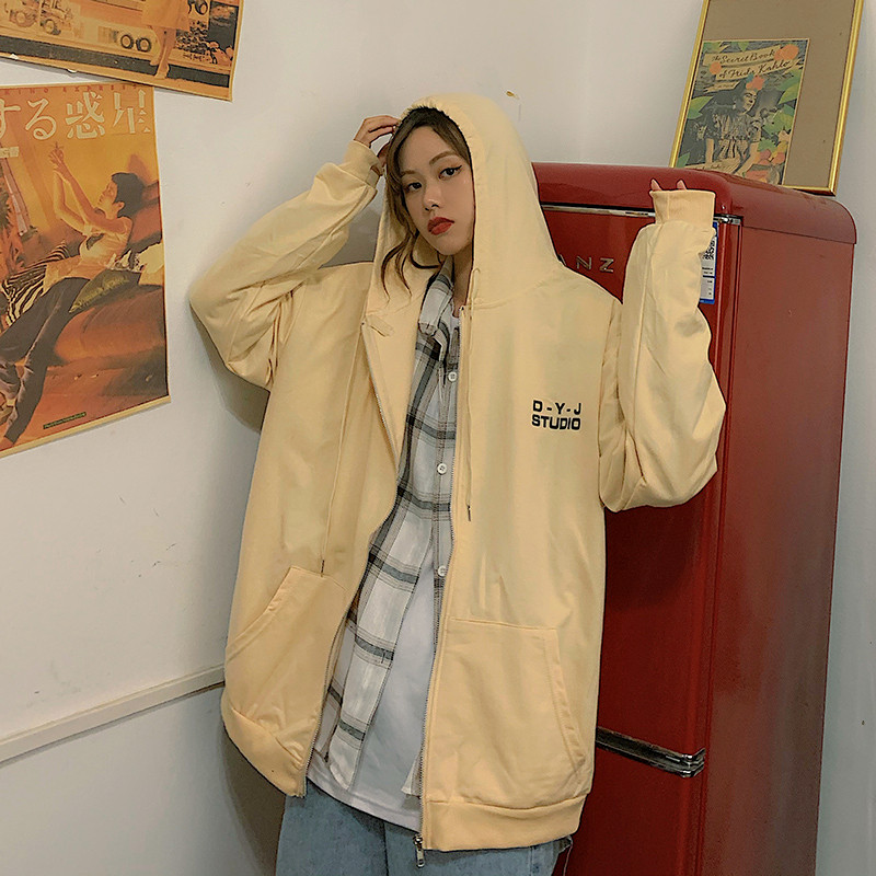 设计感小众奶油杏色定制潮新款开衫 萧莲卫衣/绒衫