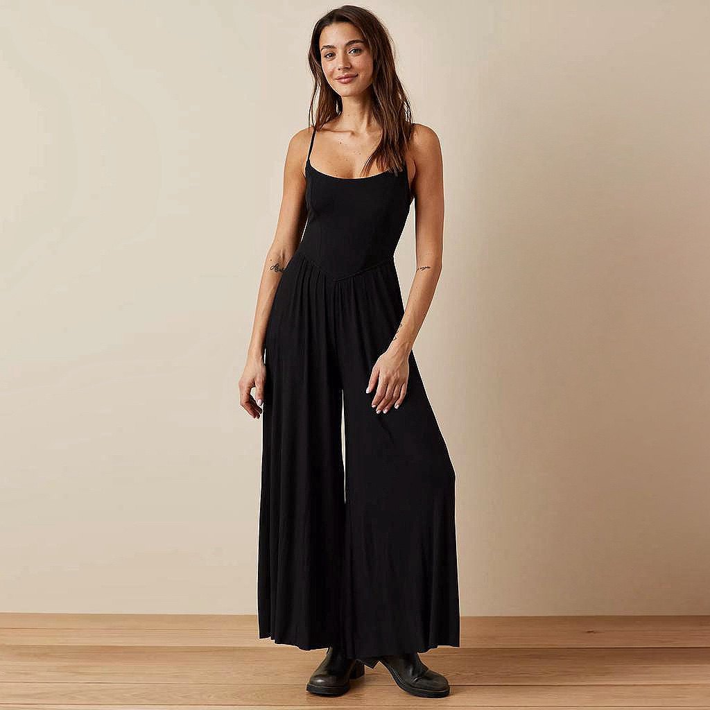 美系小众AE 女款 鱼骨垂感柔软性感吊带阔腿连体裤 四色,淘宝优惠券,粉丝福利购,淘宝优惠卷