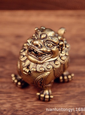 黄铜做旧麒麟香炉镂空貔貅开盖瑞兽香薰炉创意家居摆件工艺品