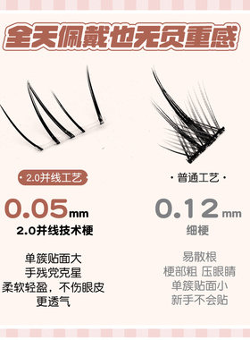 包宝栗小鹿比原创漫画手绘下睫毛6mm短款上镜款/自然款下睫毛
