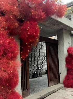 咖啡馆门头装饰干花橱窗造景美陈