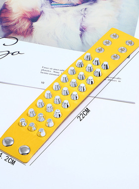 庞克2019新款夸张男女皮革手链跨境货源潮流朋克尖钉仿牛皮手链