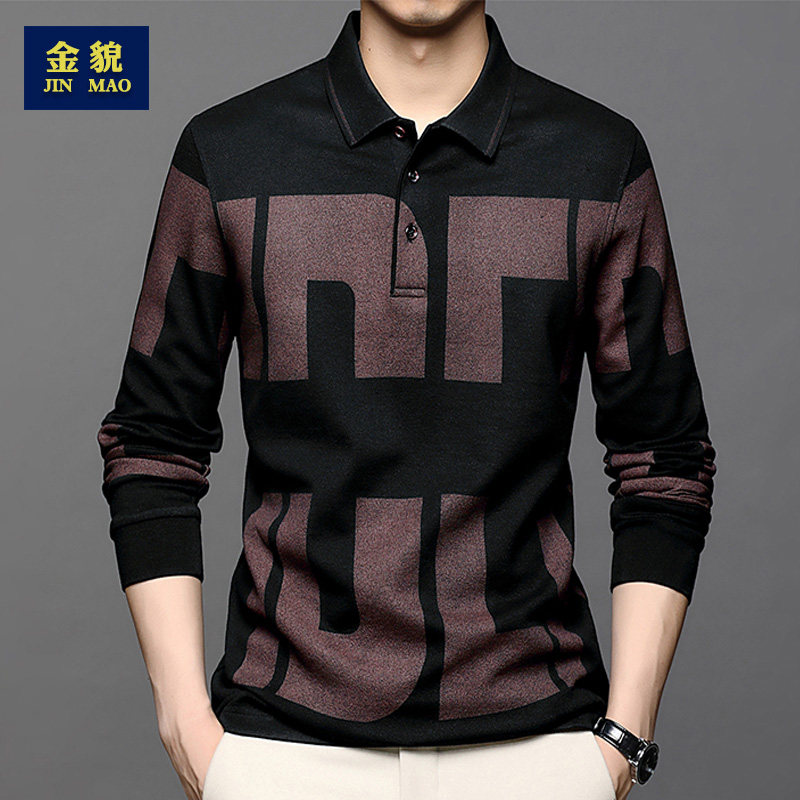 2020长袖男士加绒翻领中青年polo衫 金貌T恤