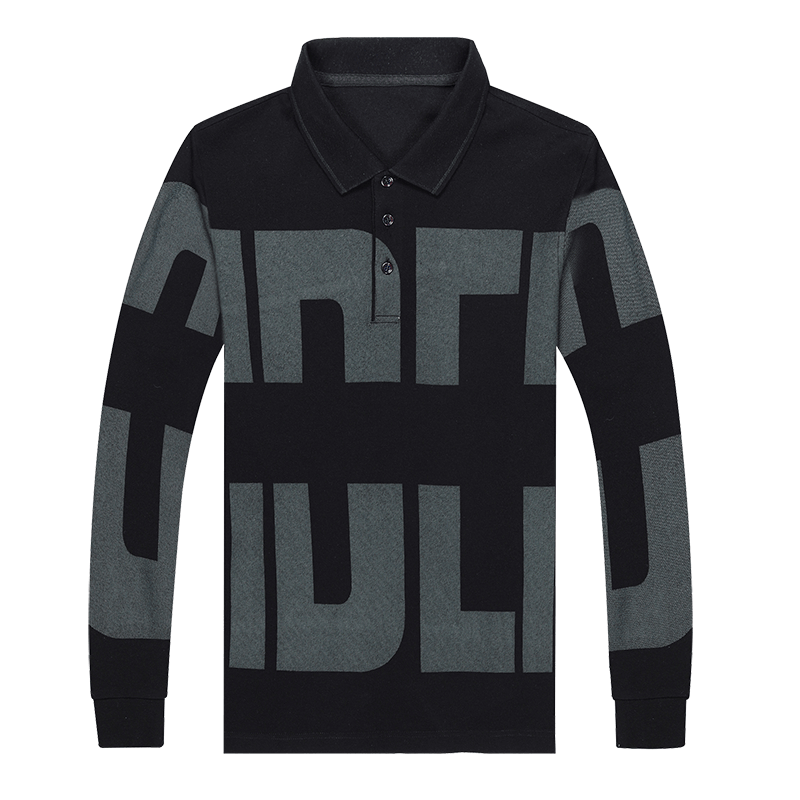 2020长袖男士加绒翻领中青年polo衫 金貌T恤