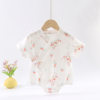 2026 Newborn Baby Coverall Short-Sleeved Thin Climbing Baby Jumpsuit Pure Cotton Summer Male and Female Baby Triangle Harness