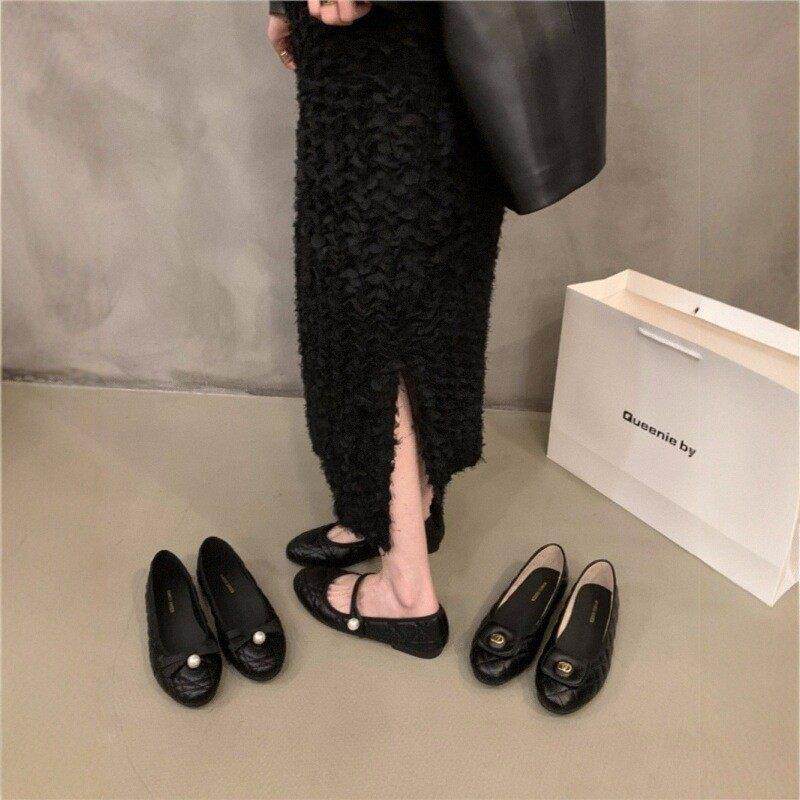 店主自留新款~平底黑色玛丽珍单鞋女春秋季真皮百搭小香风晚晚鞋,淘宝优惠券,粉丝福利购,淘宝优惠卷