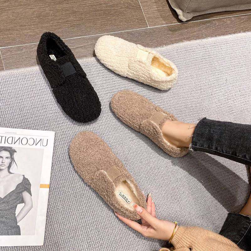 加绒毛毛鞋女冬外穿保暖棉鞋一脚蹬软底豆豆鞋羊羔毛厚底大码女鞋,淘宝优惠券,粉丝福利购,淘宝优惠卷