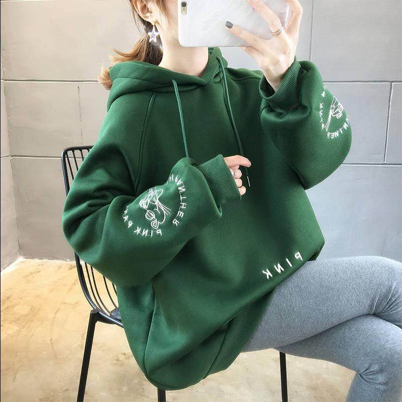 加绒女ins韩版潮宽松大码女装卫衣 互季卫衣/绒衫