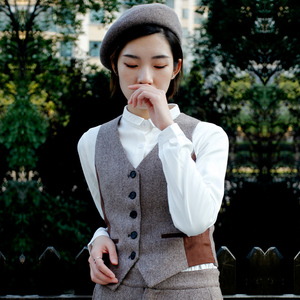 【释缝】20春秋马夹英伦女装复古修身中性帅气羊毛呢西装马甲原创
