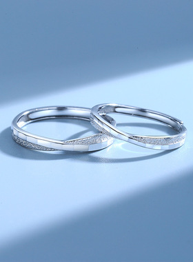 情定终生情侣戒指999纯银韩版INS轻奢爱你不止一面足银对戒送