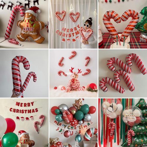 Christmas balloon /〈mini〉 candy cane迷你糖果拐杖铝箔气球 - 图0