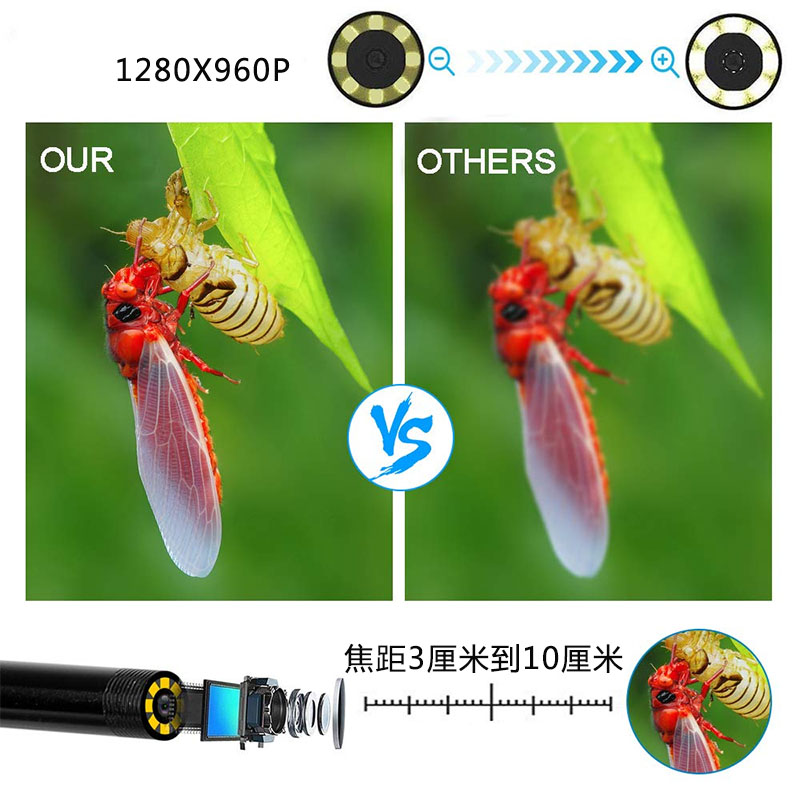 500万高清摄像头安卓手机内窥镜管道工业汽修车积碳空调 防水探头 - 图2