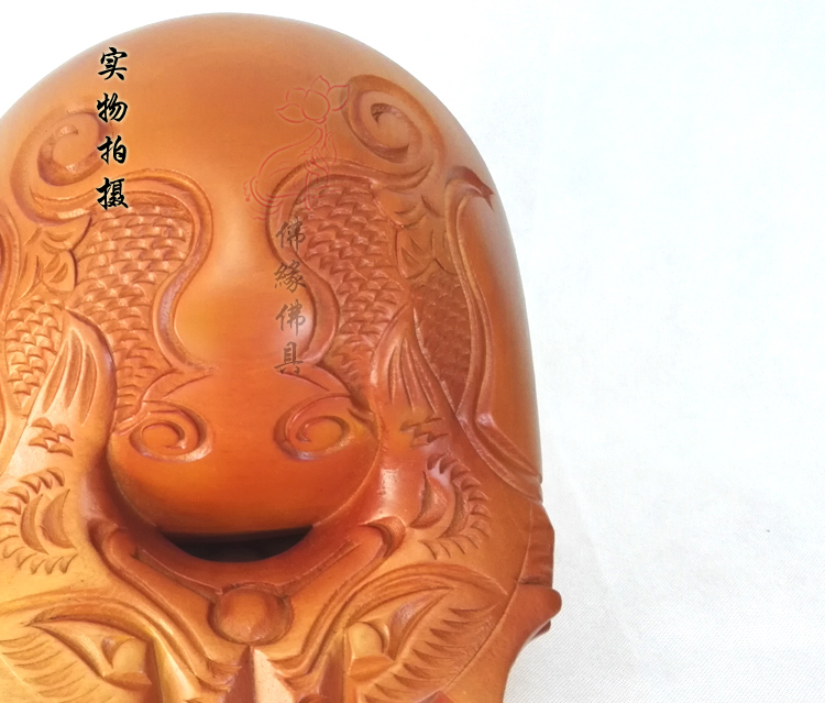 寺庙法器 台湾原产桂兰木凤雕木鱼 佛堂大木鱼 配锤和垫子 30寸 - 图0