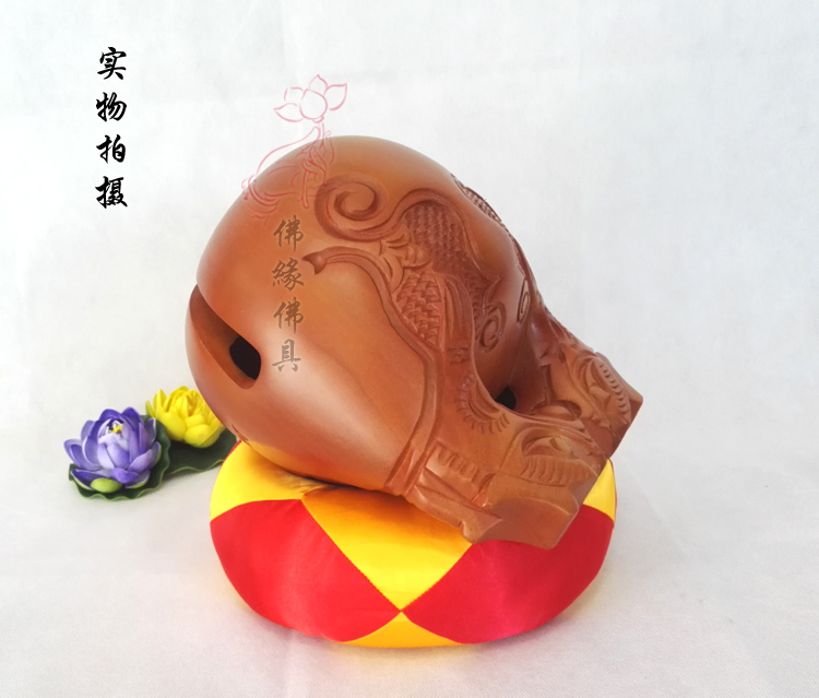 寺庙法器 台湾原产桂兰木凤雕木鱼 佛堂大木鱼 配锤和垫子 30寸 - 图2