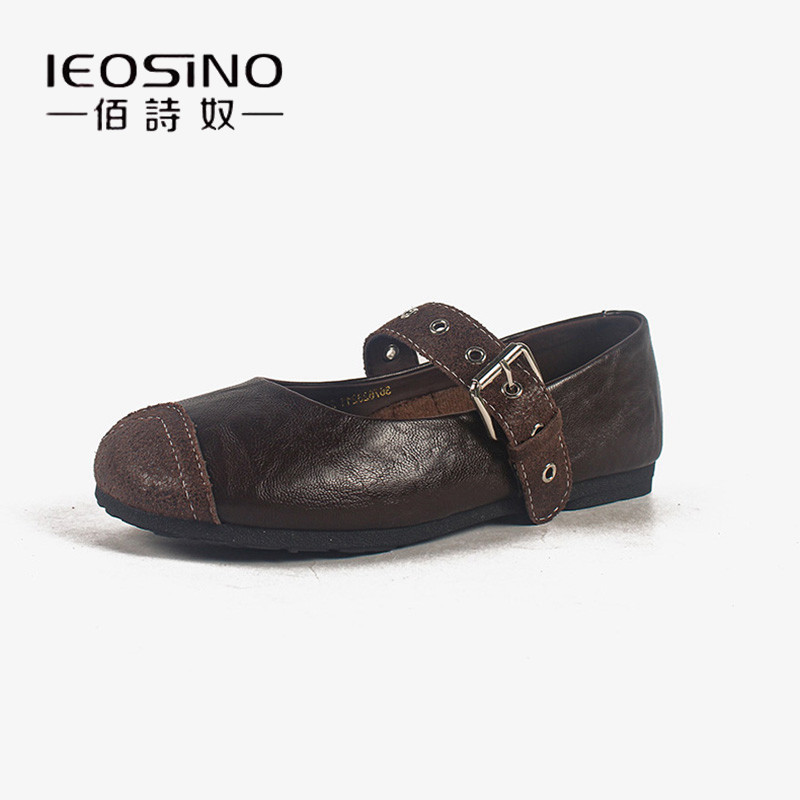 佰诗奴单鞋女2026新款巨好看真皮平底单鞋设计感法式玛丽珍小皮鞋,淘宝优惠券,粉丝福利购,淘宝优惠卷