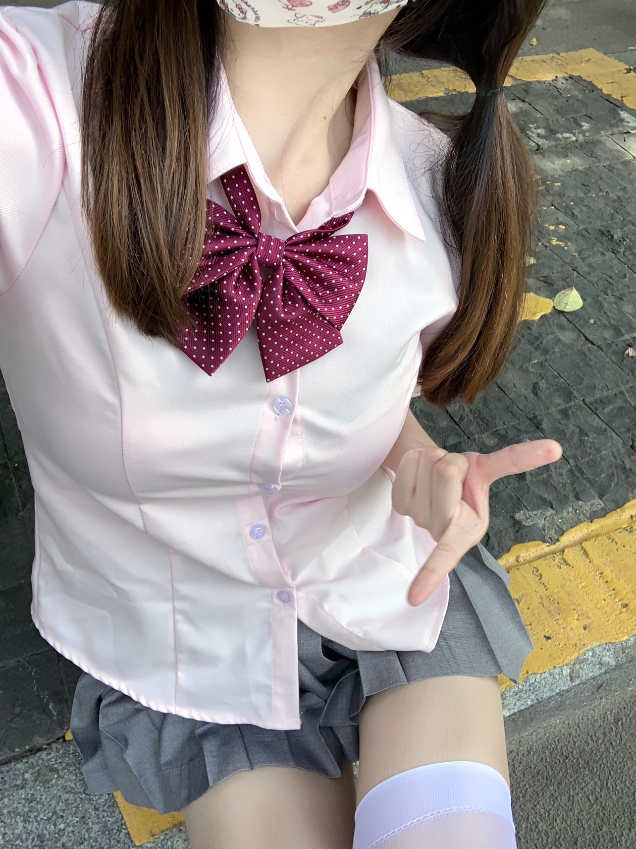 shindek酒红色领结JK学生毕业照衬衫蝴蝶结领花长柄超大赤羽根女-图2