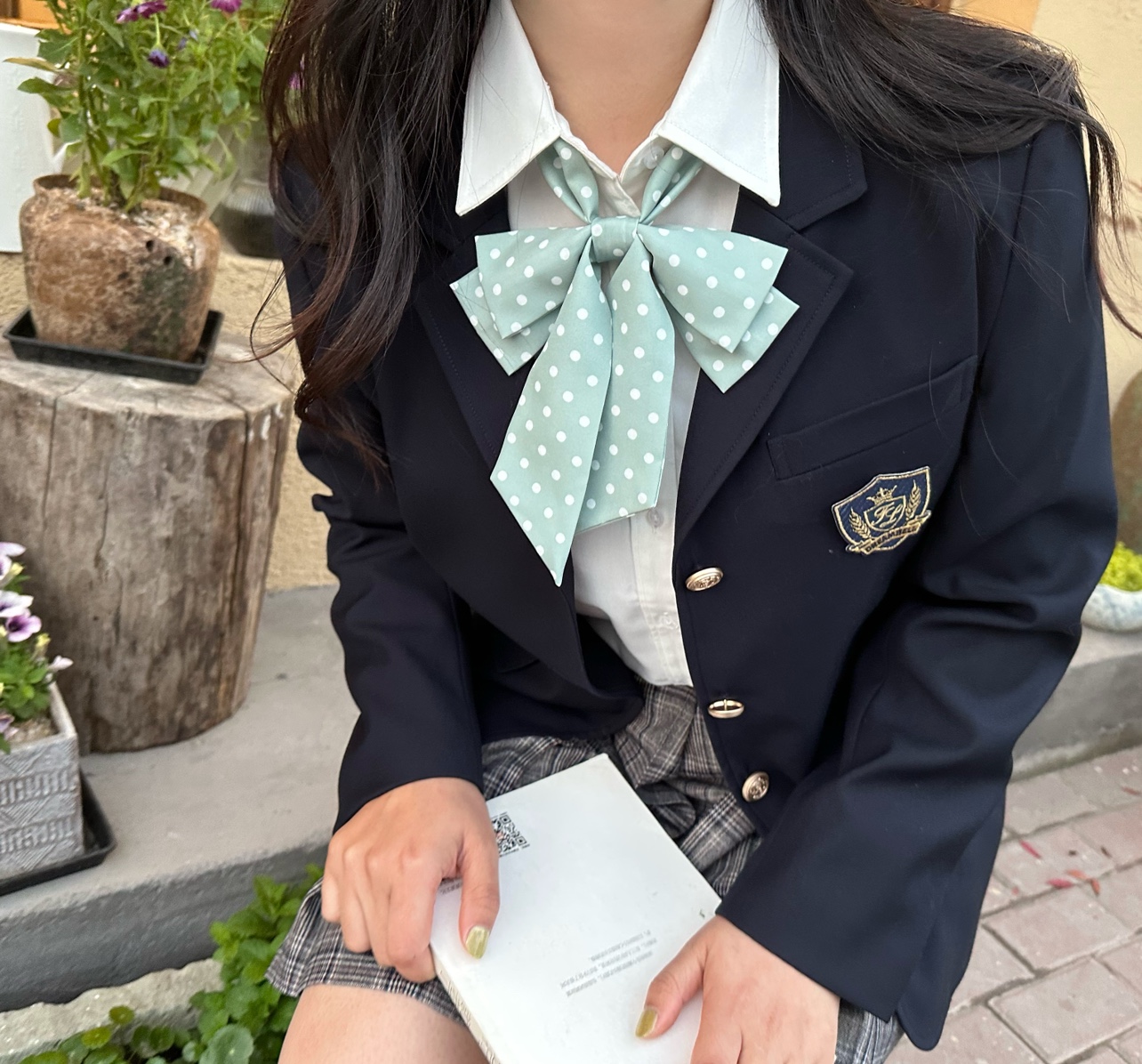 shindek 波点免打直条巾领结长柄领花JK女生制服衬衫水手服配饰 - 图3