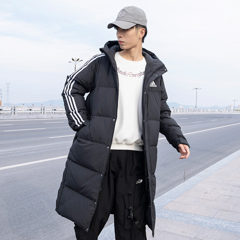 阿迪达斯长款男2023冬季新款羽绒服 腾吉运动户外运动羽绒服