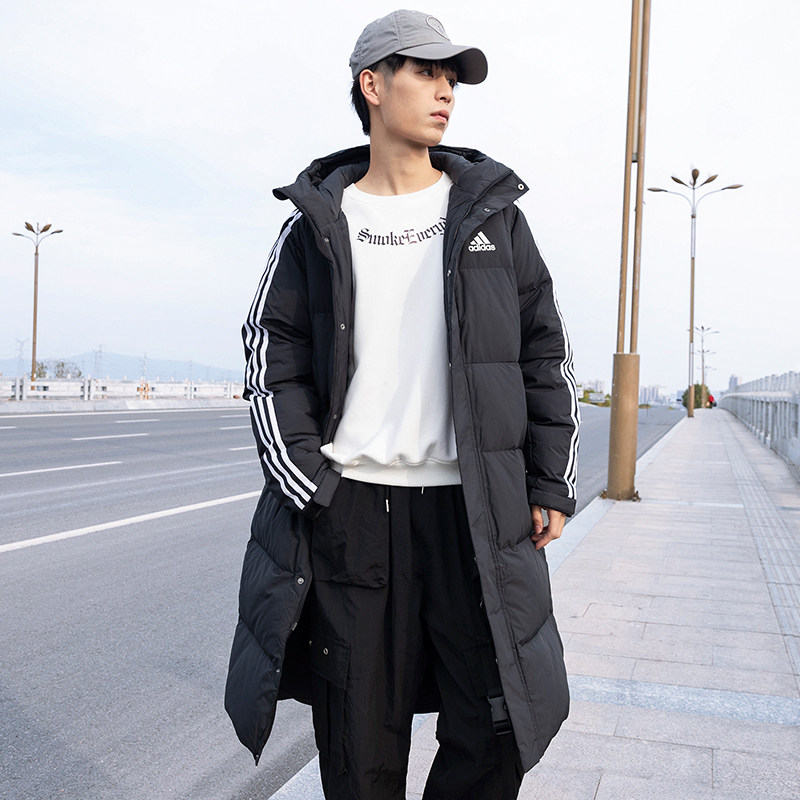 阿迪达斯长款男2023冬季新款羽绒服 腾吉运动户外运动羽绒服