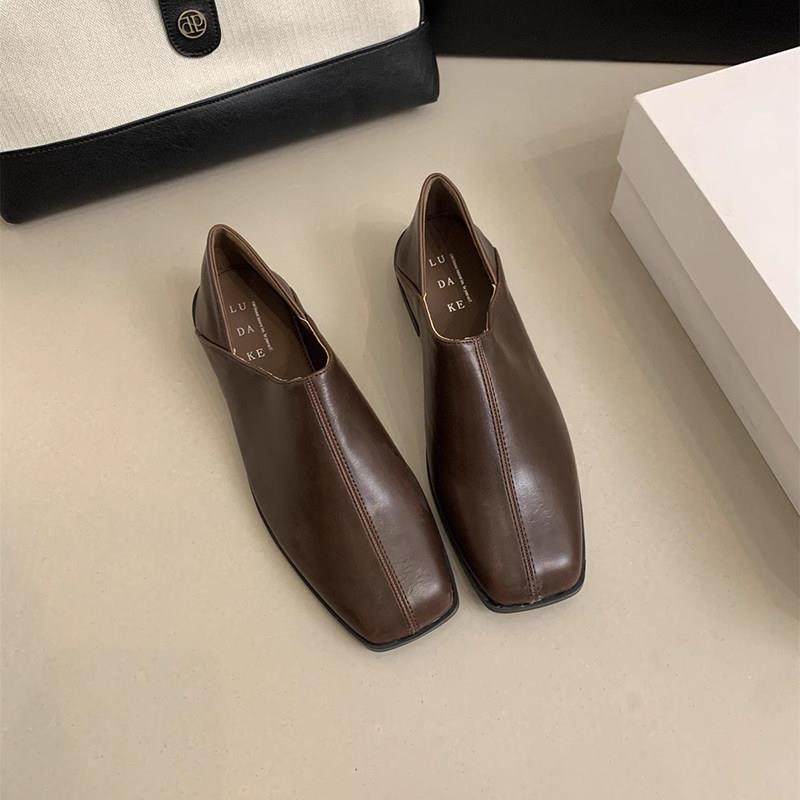 香港可踩脚复古方头小皮鞋女英伦风春季休闲一脚蹬软皮平底乐福鞋,淘宝优惠券,粉丝福利购,淘宝优惠卷