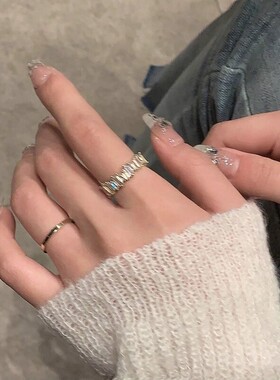 金色高级感锆石开口戒指女2026新款爆款食指环轻奢小众设计饰品