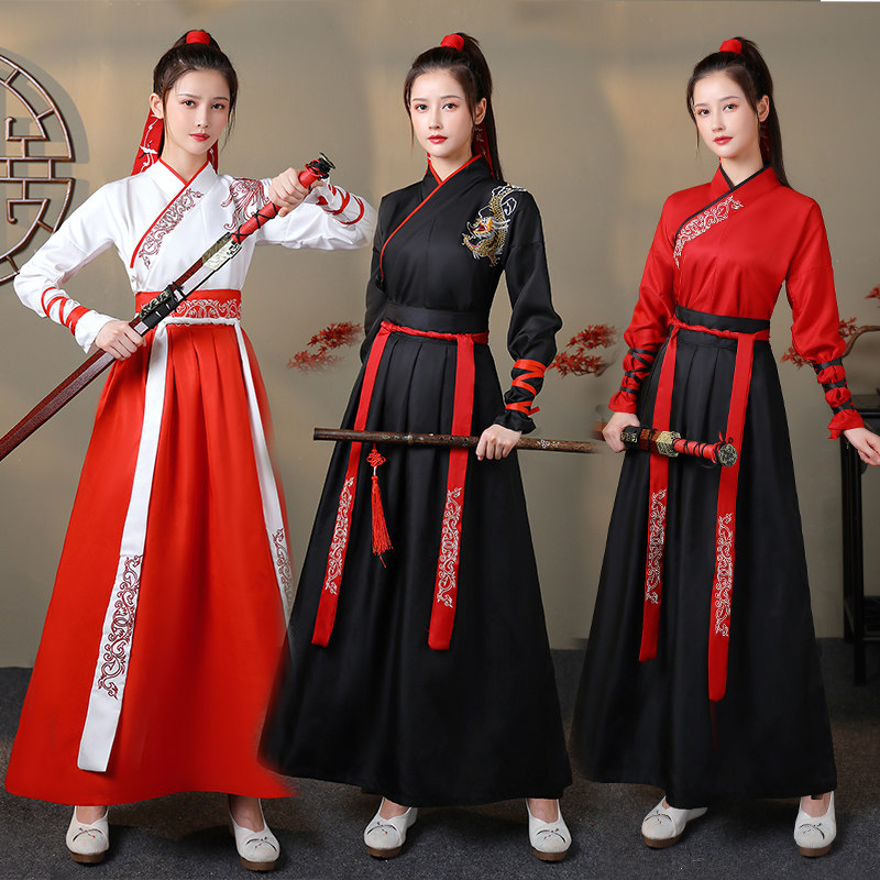 武侠风汉服女中国风交领齐腰襦裙男学生班服情侣古装日常春夏秋冬_虎窝淘