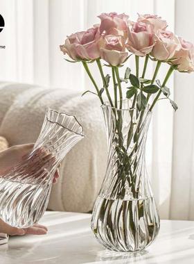 新款花瓶摆件客厅插花高级感玻璃鲜花玫瑰轻奢网红法式2023新款百
