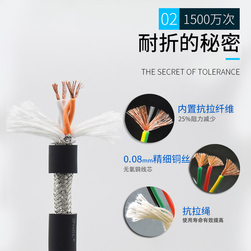 双绞屏蔽TRVSP拖链电缆 高柔性2 4 6 8芯机械手1500万次485通信线 - 图1