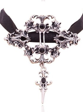 万圣节蝙蝠项链 暗黑系玫瑰花choker 哥特式吸血鬼海盗骷髅头套装