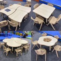 Yuchai Kindergarten childrens baby chair adjustable desk Plum table and chairs game table Alien table can be spelled round table