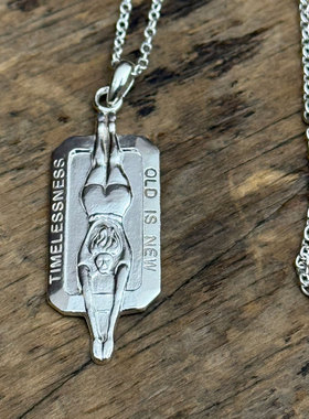 G&F 欧式复古 日本制925银3D立体跳水游泳银牌项链