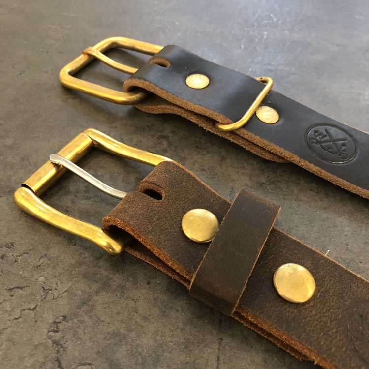 Whiskey Leatherworks 手作Horween CXL铜扣茶芯皮带 - 图0