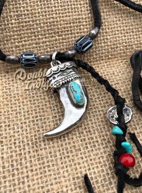 日本手作熊爪古董项链吊坠