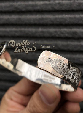 18K金月牙蔷薇花满唐草手镯