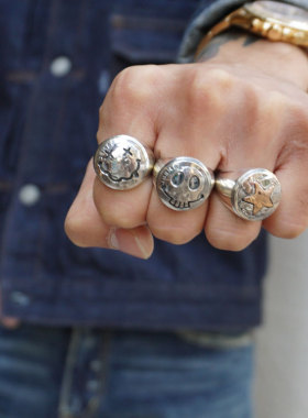 特殊别注款古董戒指抛型硬币改造