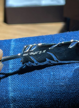 手打立体中号925全银羽毛吊坠