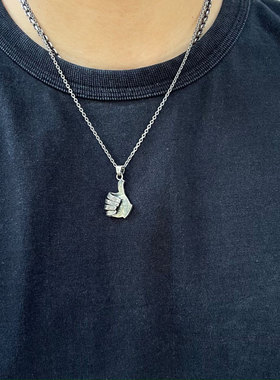 摩根银币改造趣味竖拇指造型项链