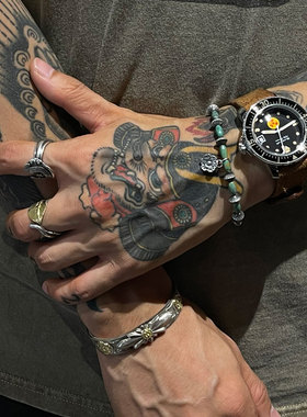 银蔷薇花美国天然松石复古手链