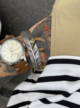 点金复古做旧飞鹰羽毛手镯