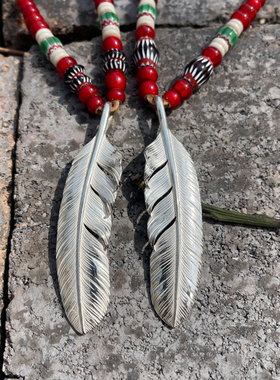 贸易珠950银珠大号羽毛项链套