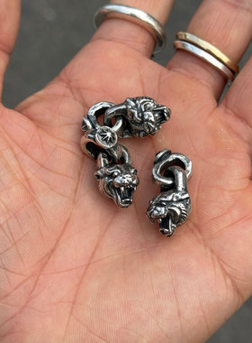 KOPO METAL 趣味十足 台湾手打925银硫化做旧复古虎头吊坠