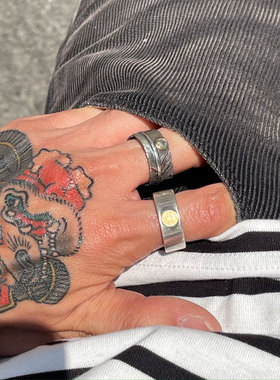 羽毛18K点金硫化做旧戒指