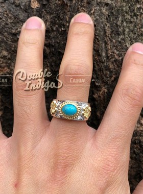 戒指dearblossom戴金美国松石