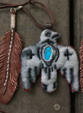 现货一物多用手缝老布雷鸟吊坠