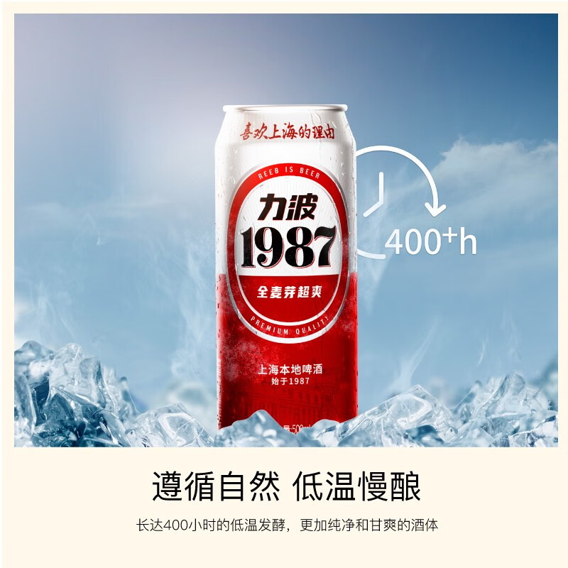 力波啤酒Reeb1987全麦芽超爽精酿啤酒500mlx12罐装整箱上海品牌 - 图0
