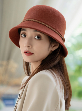 羊毛帽子女士2025新款冬渔夫帽女