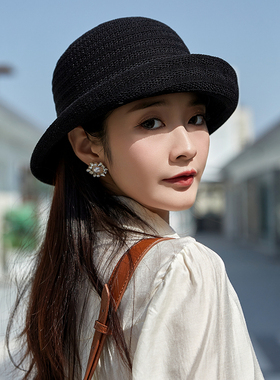 防晒帽女夏遮阳新款显脸小渔夫帽