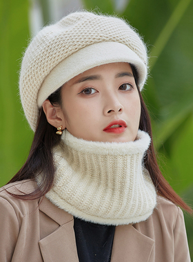 毛线帽子女2026新款冬加绒贝雷帽